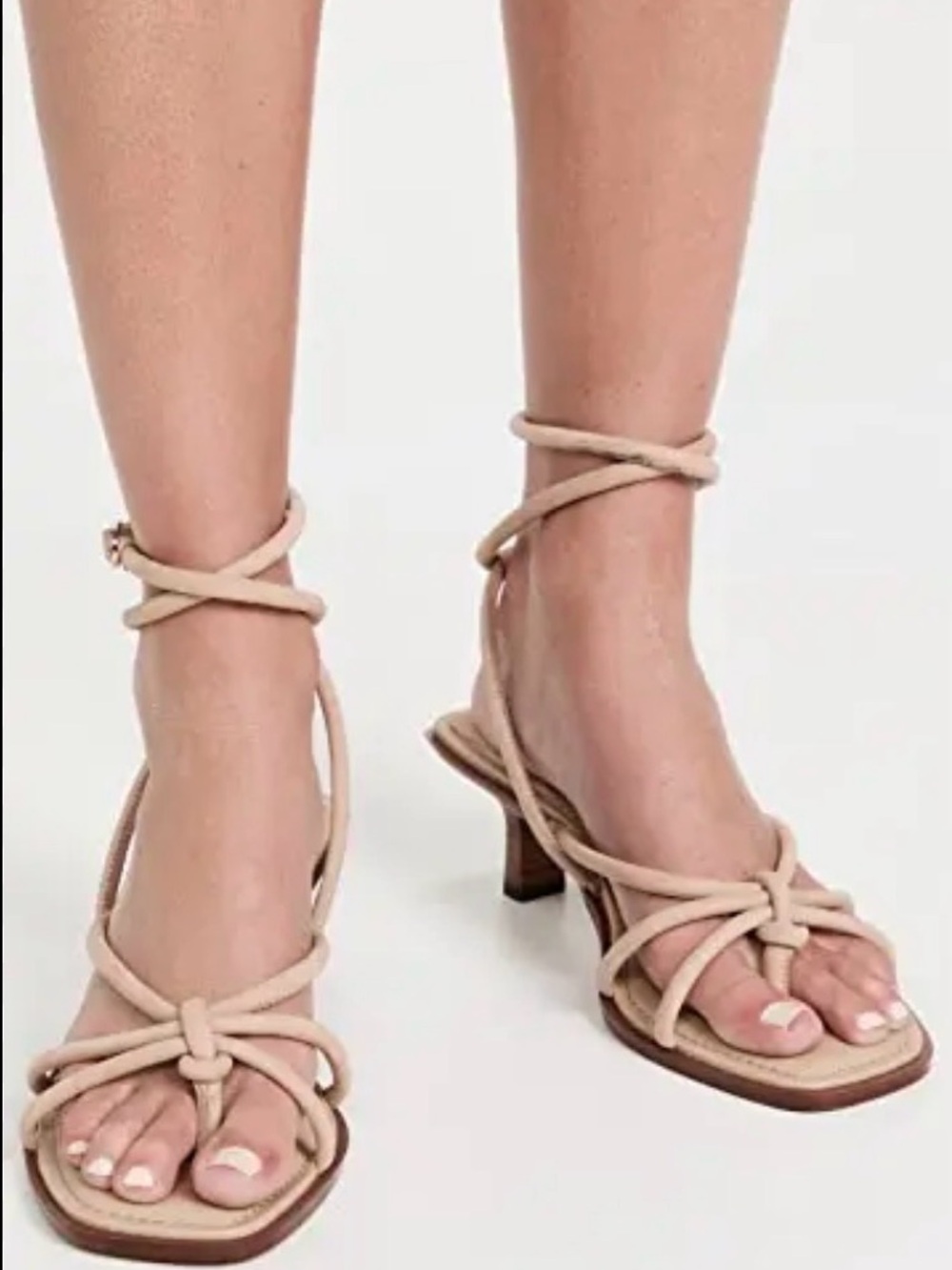 Sam Edelman Dia‎ Beige Knotted Wrap-Strap Heeled 100% Leather Sandals Size 7.5